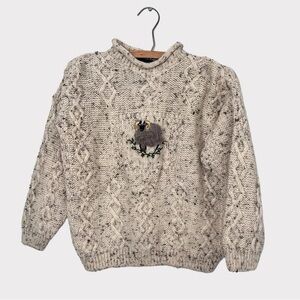 VTG Acorn Ram Women Sweater Size XS/S IrishCore Knitting Farmgirl Prairie